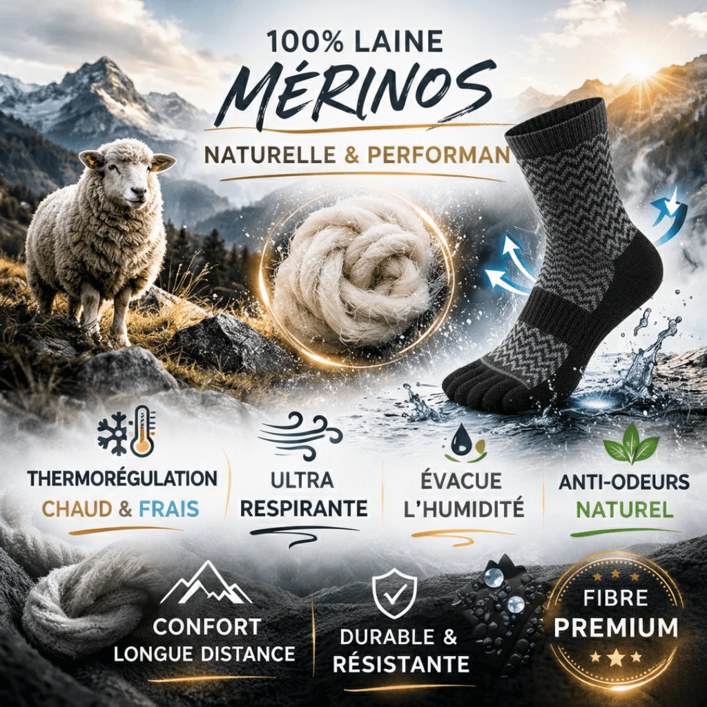 Chaussettes Anti-Ampoules en Laine Mérinos