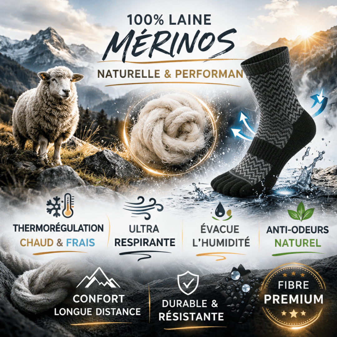 Chaussettes Anti-Ampoules en Laine Mérinos